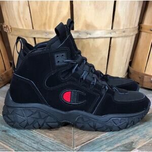 Champion Tank Grid Buc Black Nubuck Lace Up Sneaker Boots Women Size 8 Youth 6.5